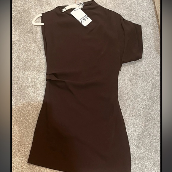 ZARA DRAPED ASYMMETRIC DRESS/ZARA PARTY DRESS /ZARA MINI DRESS/zara one shoulder - Picture 4 of 5